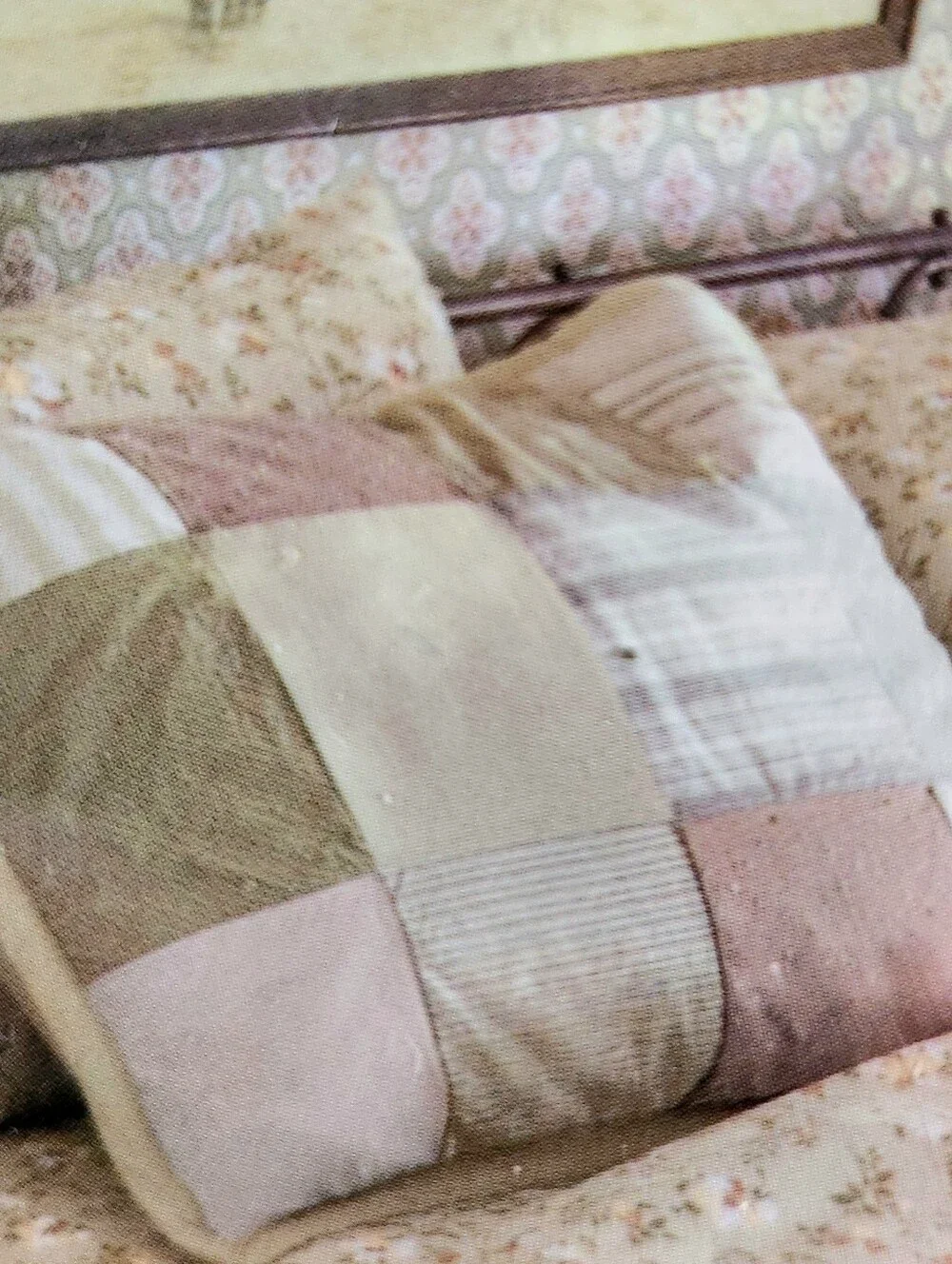 Vintage Woolrich Linen Cotton Patchwork Standard Pillow Sham Cottage Shabby Chic